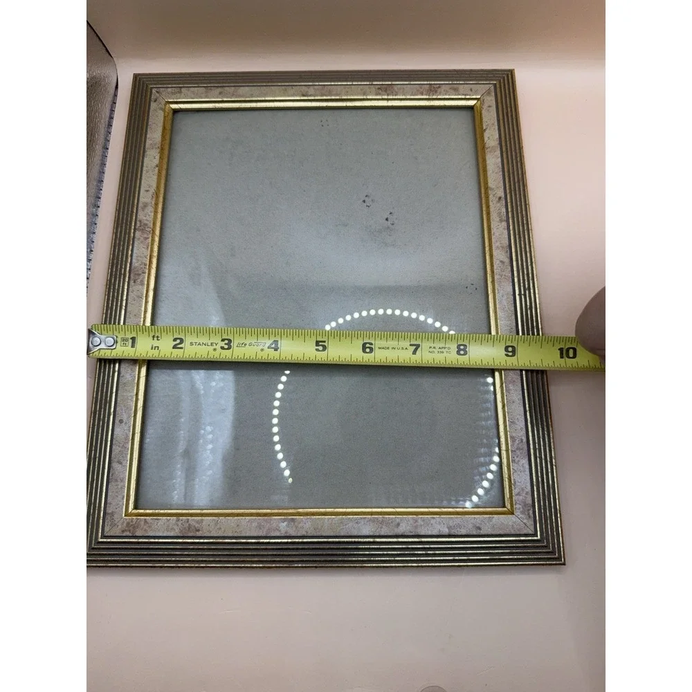 Vintage Distressed Picture Frame Gold Blue Marble Look Wall Tabletop Frame